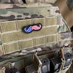 Military Patch（ミリタリーパッチ）米国旗 ヒゲ ミニ パッチ [2種] [フック付き]【レターパックプラス対応】【レターパックライト対応】