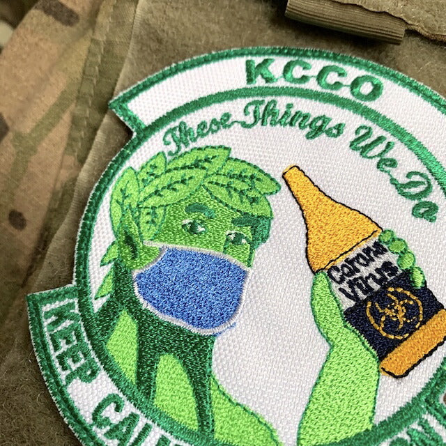 Military Patch（ミリタリーパッチ）KCCO ジョリーグリーン  ブルーマスク フルカラー [フック付き]【レターパックプラス対応】【レターパックライト対応】