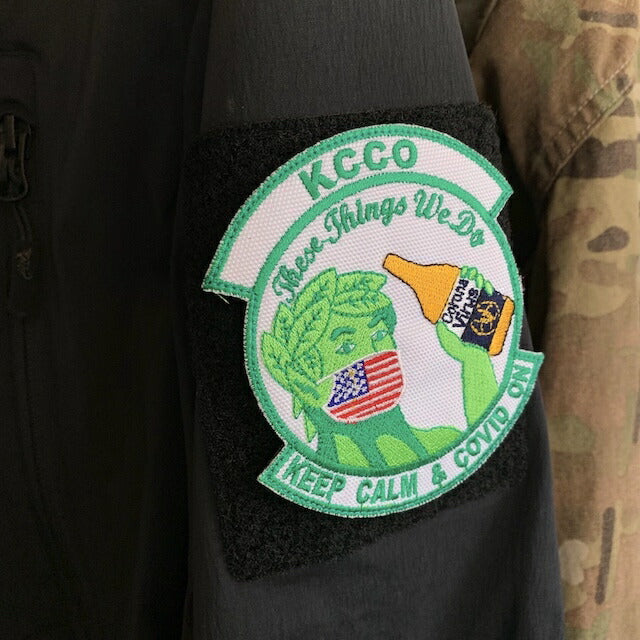 Military Patch（ミリタリーパッチ）KCCO ジョリーグリーン アメリカンフラッグマスク フルカラー [フック付き]【レターパックプラス対応】【レターパックライト対応】