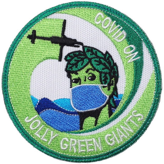 Military Patch COVID ON JOLLY GREEN GIANTS Full Color [With Hook] [Letter Pack Plus Compatible] [Letter Pack Light Compatible]