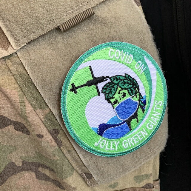 Military Patch（ミリタリーパッチ）COVID ON JOLLY GREEN GIANTS フルカラー [フック付き]【レターパックプラス対応】【レターパックライト対応】