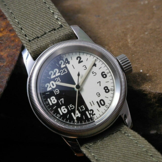 MRC WATCH CO. (Montrerolloi) USARMY AIR FORCE TYPE A-17A 24H NIGHT AND DAY Pilot Watch 24 Hour Display [Quartz] [WW2 REPLICA] [Nakata Shoten]