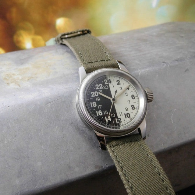 MRC WATCH CO. (Montrerolloi) USARMY AIR FORCE TYPE A-17A 24H NIGHT AND DAY Pilot Watch 24 Hour Display [Quartz] [WW2 REPLICA] [Nakata Shoten]