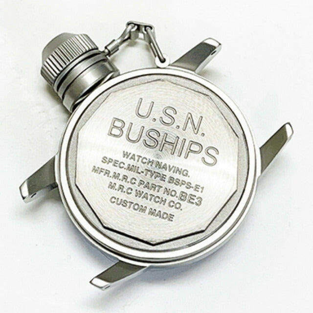 M.R.C. WATCH CO.（モントルロロイ）U.S.NAVY BUSHIPS アメリカ海軍 艦艇用腕時計 12時間ブラックダイアル [クォーツ][WW2 REPLICA][黒文字盤][A-2201]【中田商店】