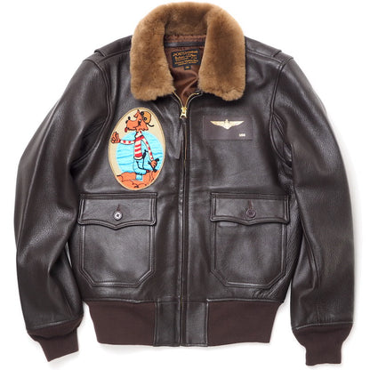 MORGAN MEMPHIS BELLE TYPE M422 Flight jacket with US Navy patch Goatskin brown [1940's REPLICA] [MG-536-P]
