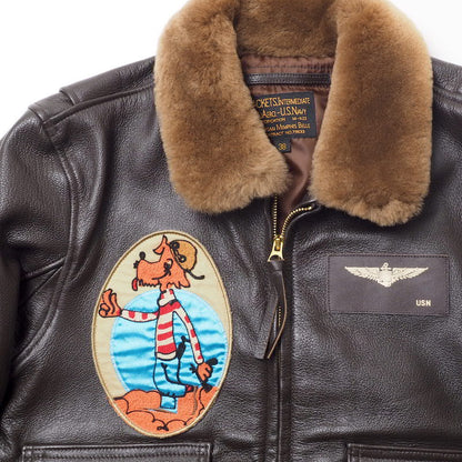 MORGAN MEMPHIS BELLE TYPE M422 Flight jacket with US Navy patch Goatskin brown [1940's REPLICA] [MG-536-P]