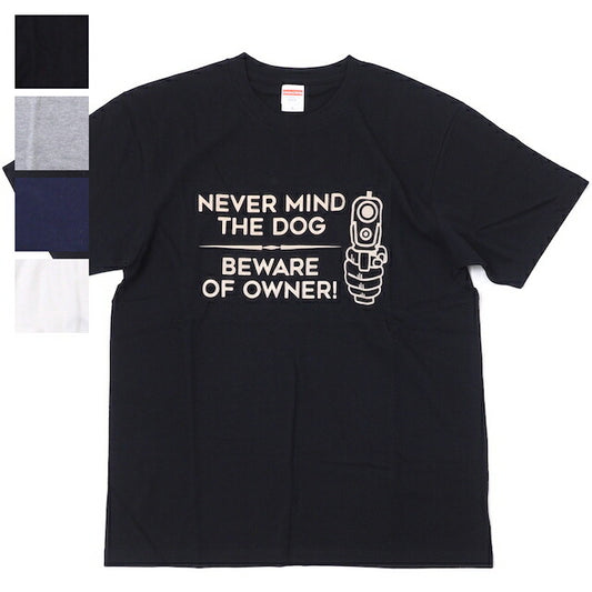 Military Style NEVER MIND THE DOG BEWARE OF OWNER! Short sleeve T-shirt [4 colors] [Letter Pack Plus compatible]
