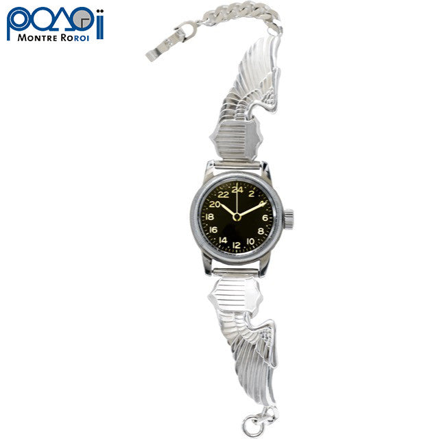 MRC WATCH CO. (Montrerolloi) TYPE A-11 24H PILOT WING [Black Dial] Pilot Wing Bracelet Watch 24 Hour Display [Quartz] [WW2 REPLICA] [Nakata Shoten]