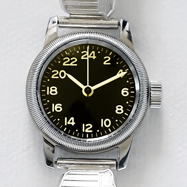 MRC WATCH CO. (Montrerolloi) TYPE A-11 24H PILOT WING [Black Dial] Pilot Wing Bracelet Watch 24 Hour Display [Quartz] [WW2 REPLICA] [Nakata Shoten]