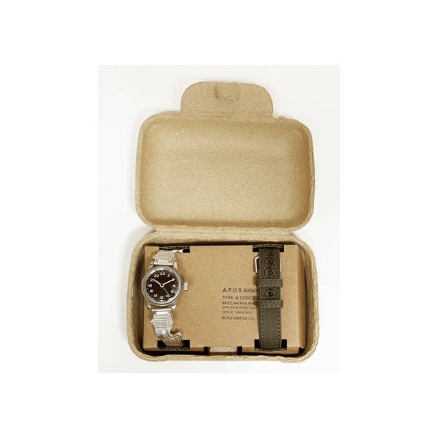 MRC WATCH CO. (Montrerolloi) TYPE A-11 24H PILOT WING [Black Dial] Pilot Wing Bracelet Watch 24 Hour Display [Quartz] [WW2 REPLICA] [Nakata Shoten]