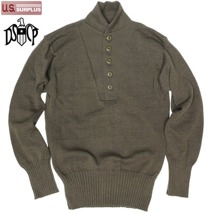 US (US military release product) 5 Button Sweater 5 Button Sweater Acrylic OD [Classic Style Military Sweater]