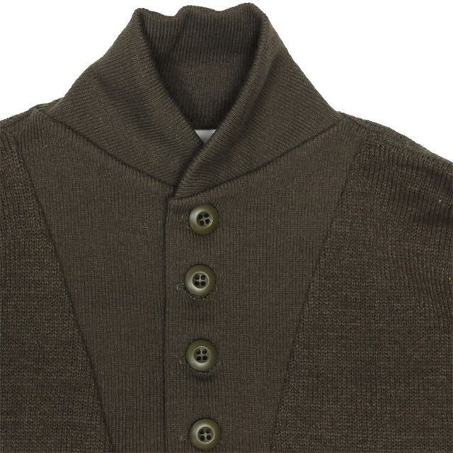 US (US military release product) 5 Button Sweater 5 Button Sweater Acrylic OD [Classic Style Military Sweater]