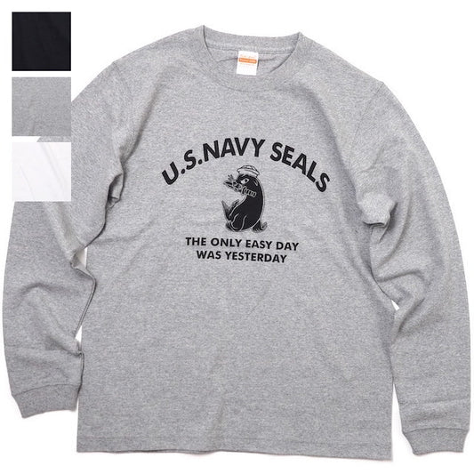 Military Style（ミリタリースタイル）長袖 T-SHIRT U.S.NAVY SEALS "THE ONLY EASY DAY WAS YESTERDAY" [3色]【レターパックプラス対応】