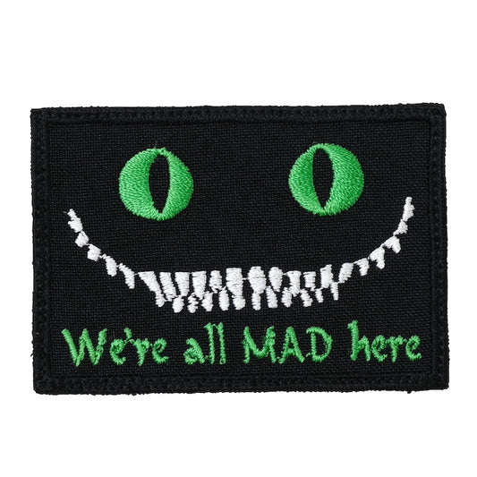 Military Patch We're all Mad here Square [with hook] [Letter Pack Plus compatible] [Letter Pack Light compatible]