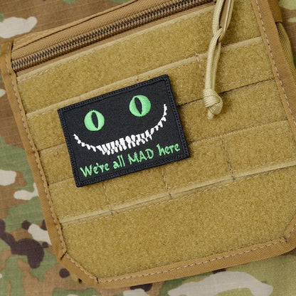 Military Patch（ミリタリーパッチ）We're all Mad here スクエア [フック付き]【レターパックプラス対応】【レターパックライト対応】