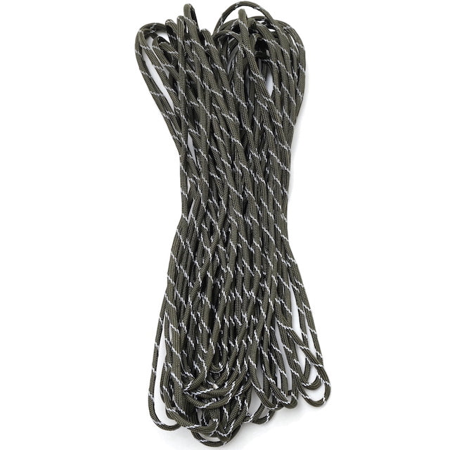 Military 550 Paracord Type 3 OD/Reflective Fleck [50ft 15m] [550 Paracord Type III 550 Cord] [Letter Pack Plus Compatible] [Letter Pack Light Compatible]