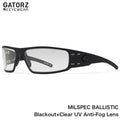 GATORZ（ゲイターズ） ANSI Z87.1+ MILSPEC BALLISTIC MAGNUM ASIANFIT クリアUVレンズ ブラックアウト [GZ-01-003]