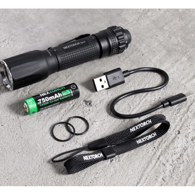 NEXTORCH TA15 V2.0 Flashlight [3-level dimming + strobe lighting flashlight] [Can use AA/CR123A/16340/14500 lithium-ion batteries]