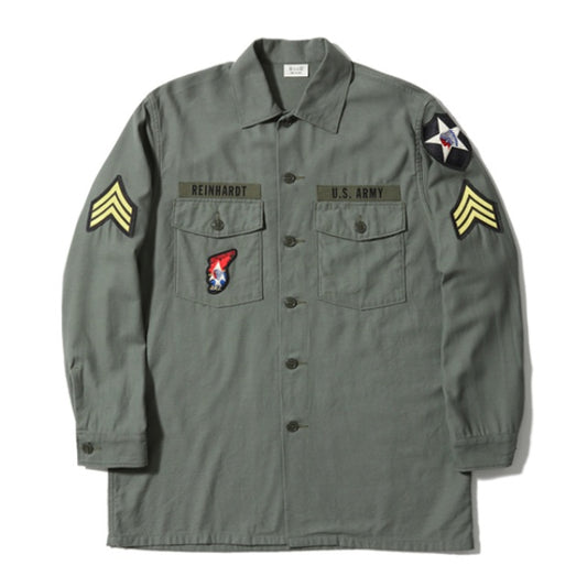 BUZZ RICKSON'S（バズリクソン）SHIRT,MAN'S,COTTON SATEEN, OLIVE GREEN SHADE 107 DEMILITARIZED ZONE [BR28662]