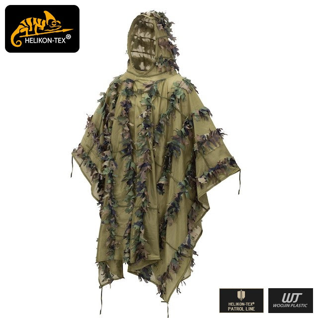HELIKON-TEX LEAF GHILLIE PONCHO WOODLAND [Letter Pack Plus compatible]