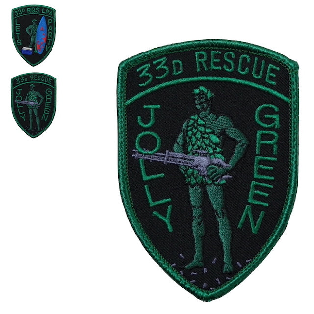 Military Patch（ミリタリーパッチ）33D RESCUE シールド型 NVG 2021 マシンガン サーフィン [2種][フック付き]【レターパックプラス対応】【レターパックライト対応】
