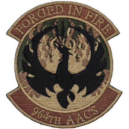 Military Patch（ミリタリーパッチ）964th AACS FORGED IN FIRE パッチ [2種][フルカラー][OCP] [フック付き]【レターパックプラス対応】【レターパックライト対応】