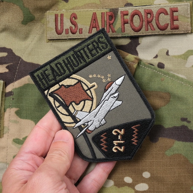 Military Patch（ミリタリーパッチ）80FS RFA 21-2 HEAD HUNTERS パッチ [2種][フルカラー][OCP] [フック付き]【レターパックプラス対応】【レターパックライト対応】