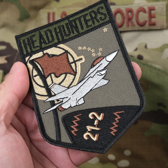 Military Patch（ミリタリーパッチ）80FS RFA 21-2 HEAD HUNTERS パッチ [2種][フルカラー][OCP] [フック付き]【レターパックプラス対応】【レターパックライト対応】