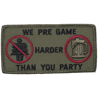 Military Patch（ミリタリーパッチ）WE PRE GAME HARDER THAN YOU PARTY ネームサイズ パッチ [2色][フック付き]【レターパックプラス対応】【レターパックライト対応】