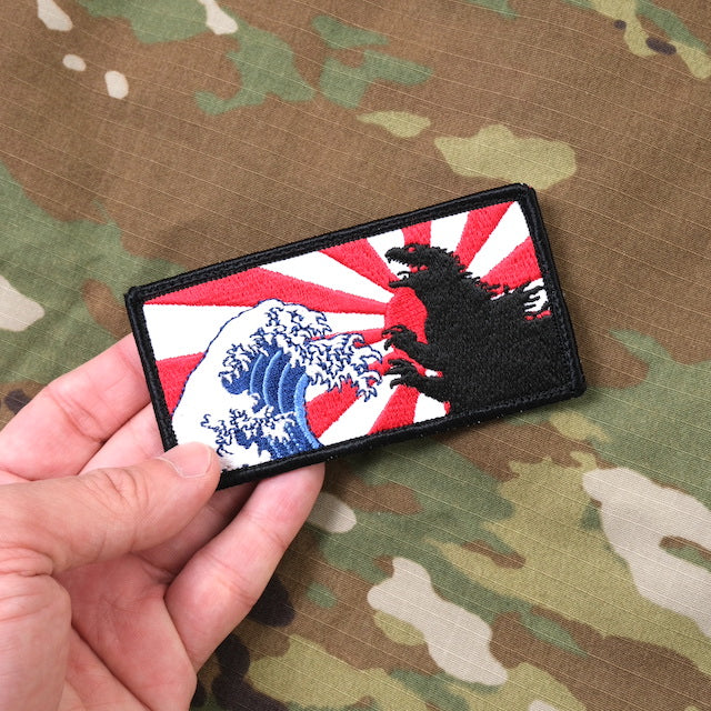 Military Patch GODZILLA &amp; Wave &amp; Asahi Name Size Patch [With Hook] [Letter Pack Plus Compatible] [Letter Pack Light Compatible]