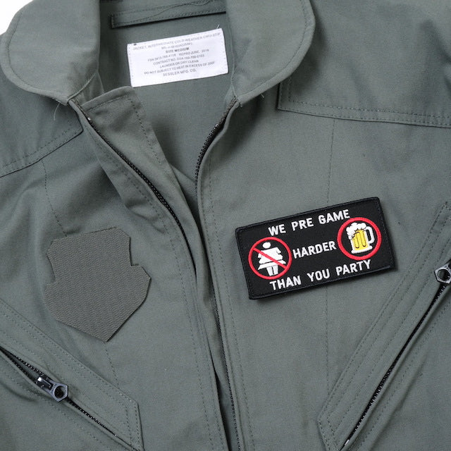 Military Patch（ミリタリーパッチ）WE PRE GAME HARDER THAN YOU PARTY ネームサイズ パッチ [2色][フック付き]【レターパックプラス対応】【レターパックライト対応】