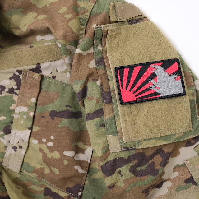 Military Patch GODZILLA &amp; Asahi Flag Size Patch [2 Colors] [With Hook] [Letter Pack Plus Compatible] [Letter Pack Light Compatible]