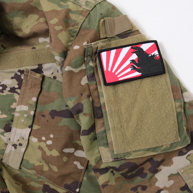 Military Patch GODZILLA &amp; Asahi Flag Size Patch [2 Colors] [With Hook] [Letter Pack Plus Compatible] [Letter Pack Light Compatible]