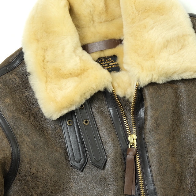 MORGAN MEMPHIS BELLE（モーガン メンフィスベル）Type B-3 2POCKETS TYPE [ANTIQUE BROWN] SHEEP SKIN/羊毛皮(ムートン)
