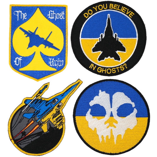 Military Patch THE GHOST OF KYIV 4-piece set [with hook] [Letter Pack Plus compatible] [Letter Pack Light compatible]