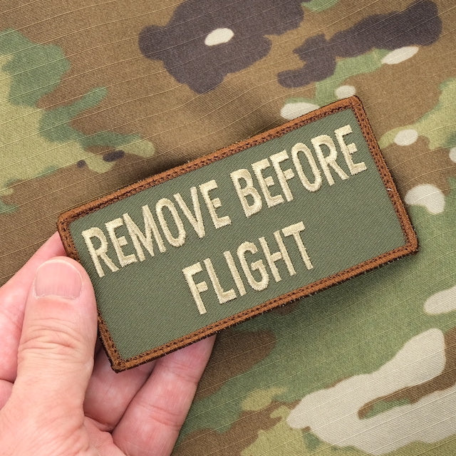 Military Patch REMOVE BEFORE FLIGHT OCP Color Name Patch Size [With Velcro] [Compatible with Letter Pack Plus] [Compatible with Letter Pack Light]