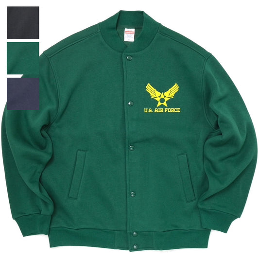 Military Style US AIR FORCE Loose Fit Sweat Snap Jacket (Fleece lining) 10oz [3 colors]