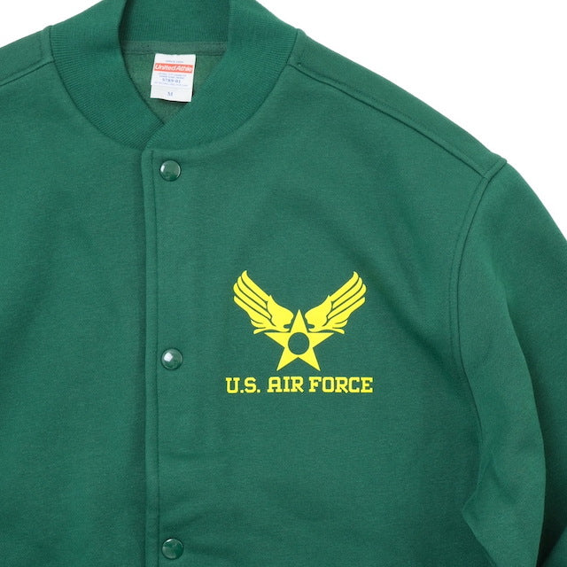 Military Style（ミリタリースタイル）U.S. AIR FORCE ルーズフィット スウェット スナップ ジャケット（裏起毛）10oz [3色]