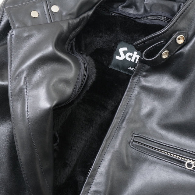 Schott（ショット）#641 シングルライダース ジャケット 3POCKETS 詰襟 [BLACK]