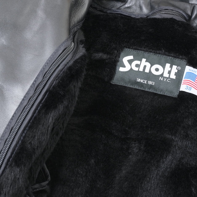 Schott（ショット）#641 シングルライダース ジャケット 3POCKETS 詰襟 [BLACK]