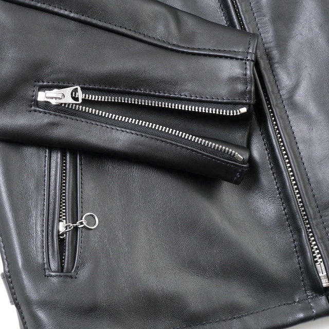Schott（ショット）#641 シングルライダース ジャケット 3POCKETS 詰襟 [BLACK]