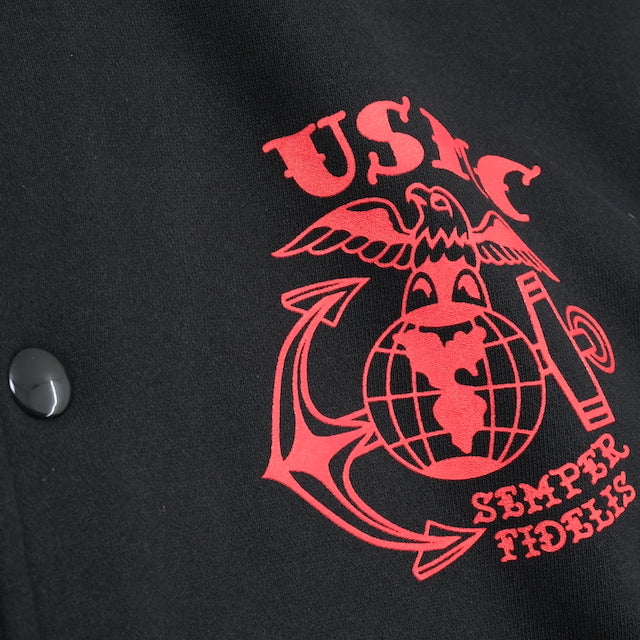 Military Style（ミリタリースタイル）ルーズフィット スウェット スナップ ジャケット（裏起毛）10oz [3色][USMC][ARMY][USN]
