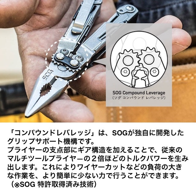 SOG（ソグ）POWERACCESS DELUXE BLACK マルチツール [ベルト対応ナイロンポーチ付]