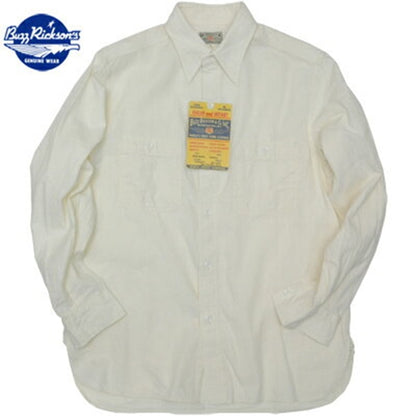 BUZZ RICKSON'S L/S CHAMBRAY WORK SHIRT OFF WHITE Chambray work shirt off-white [BR25996] [Letter Pack Plus compatible]