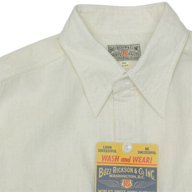 BUZZ RICKSON’S(バズリクソン) L/S CHAMBRAY WORK SHIRT OFF WHITE シャンブレー ワークシャツ オフホワイト [BR25996]【レターパックプラス対応】