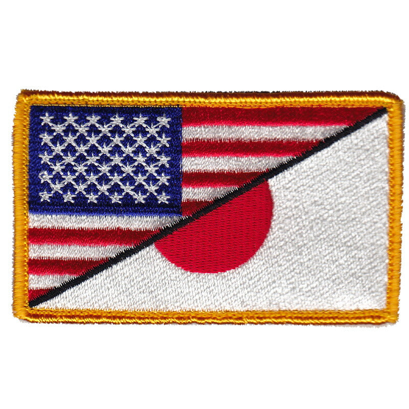 Military Patch flag 2 designs US flag x Japanese flag with full color hook [Mil-spec ratio] [Letter Pack Plus compatible] [Letter Pack Light compatible]