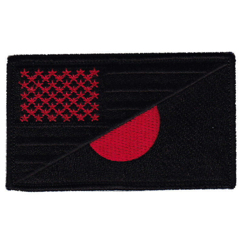 Military Patch（ミリタリーパッチ）フラッグ 2デザイン 米国旗x日の丸 ブラックxレッドフック付き【レターパックプラス対応】【レターパックライト対応】