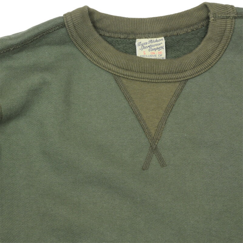 BUZZ RICKSON'S（バズリクソン）セットイン スリーブ スウェット シャツ オリーブ Set-In Sleeve Sweat Shirts Olive[BR65622]