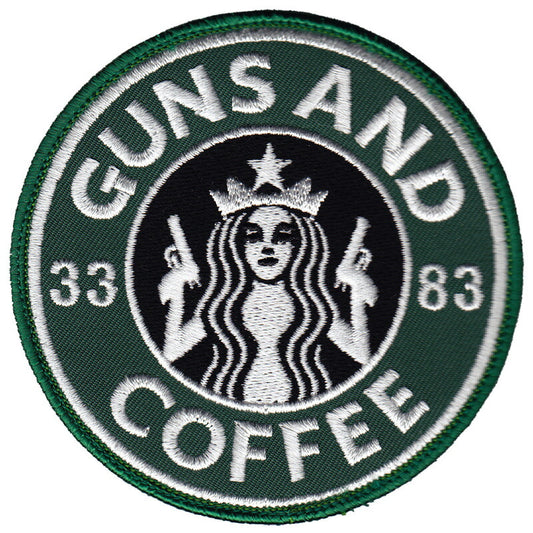 Military Patch GUNS AND COFFEE Patch with Hook [Compatible with Letter Pack Plus] [Compatible with Letter Pack Light]