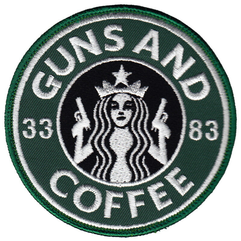 Military Patch（ミリタリーパッチ）GUNS AND COFFEE  ワッペン フック付き【レターパックプラス対応】【レターパックライト対応】